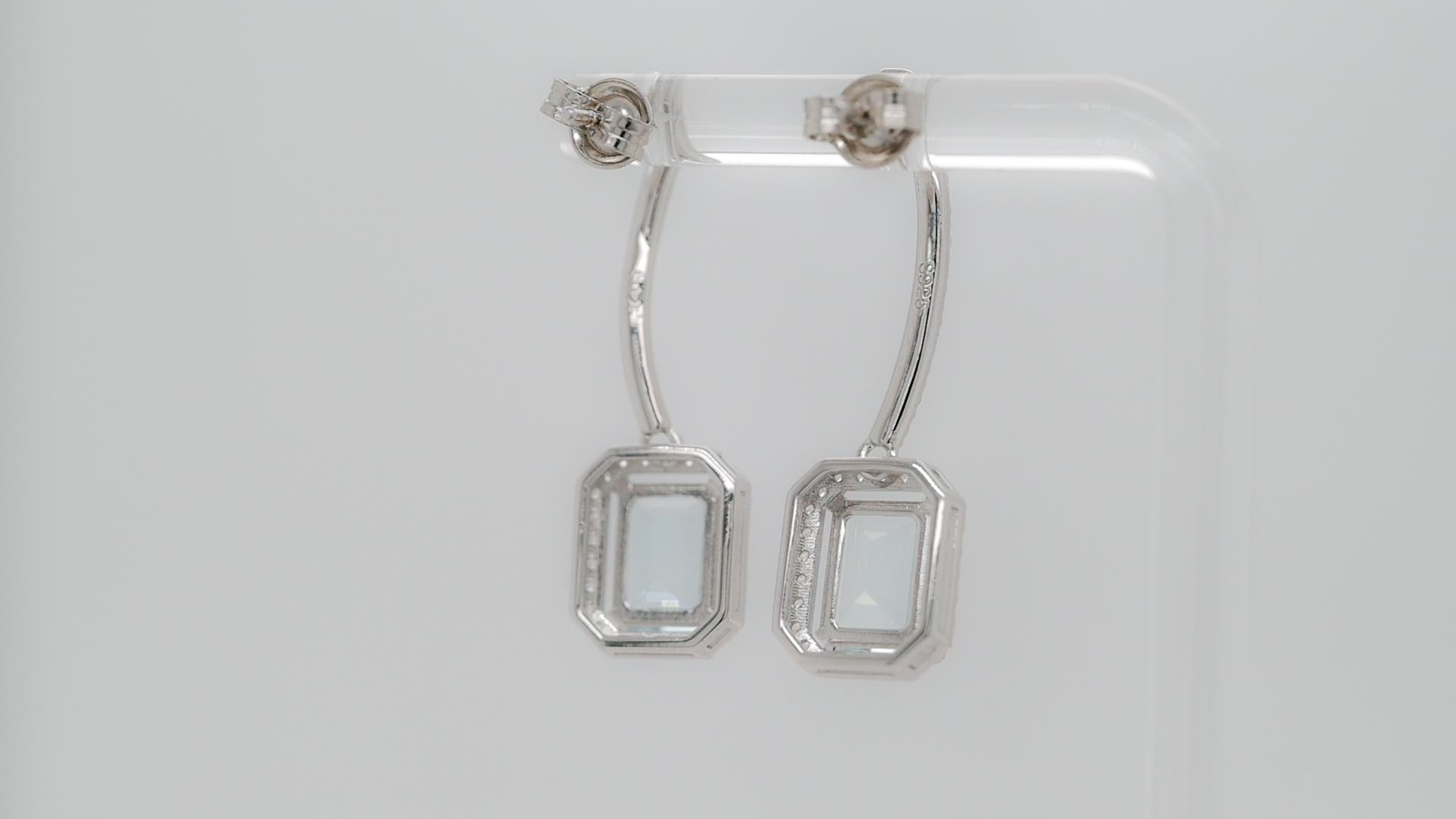3.2 Cts Natural Aquamarine Drop Dangle Earrings 925 Sterling Silver Jewelry  In New Condition For Sale In New York, NY