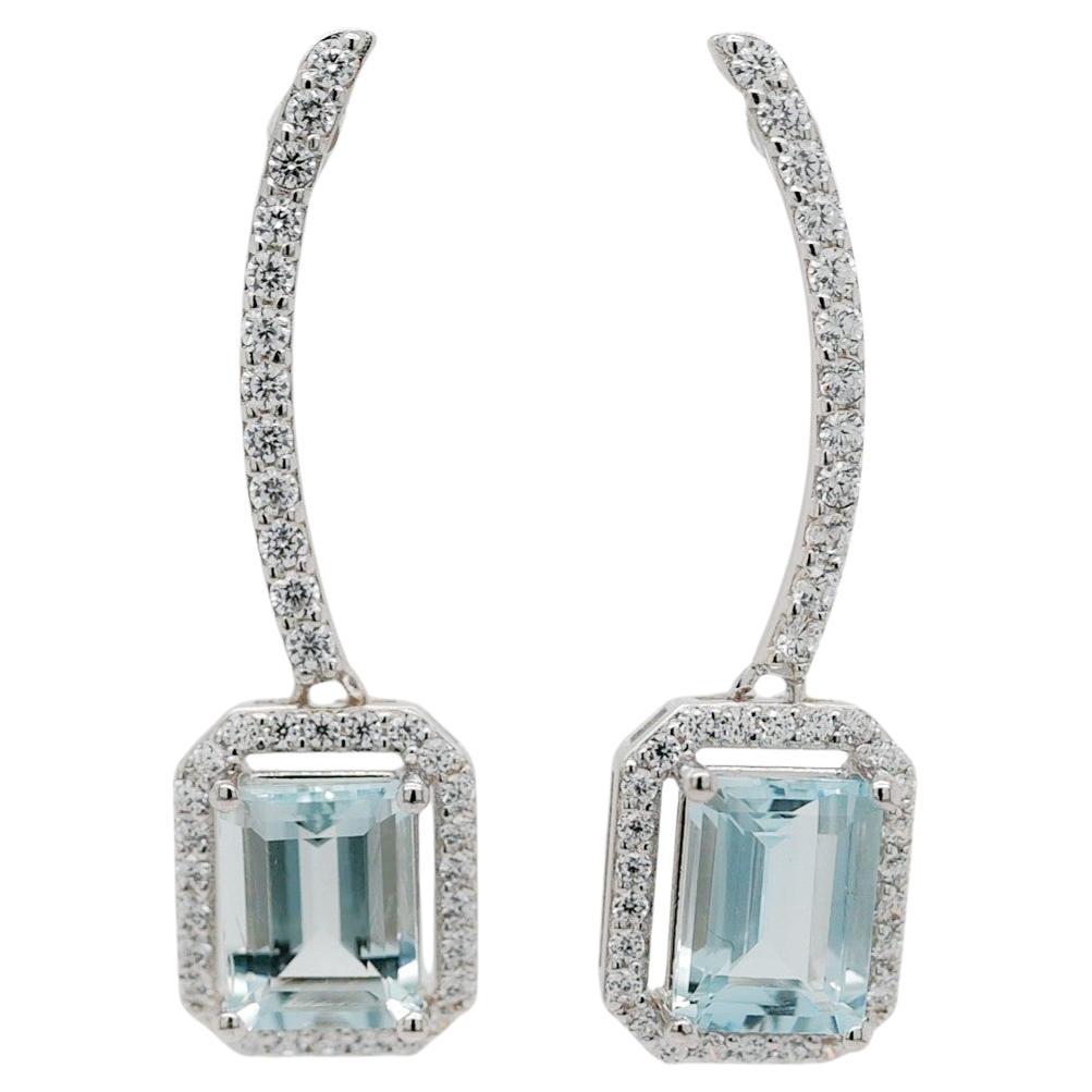 3.2 Cts Natural Aquamarine Drop Dangle Earrings 925 Sterling Silver Jewelry  For Sale