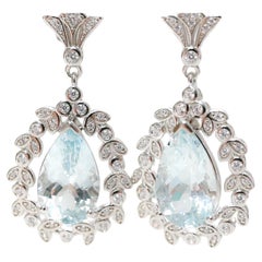 8.5 Cts Natural Aquamarine With Cubic Zirconia Bridal Dangle Earrings Jewelry 