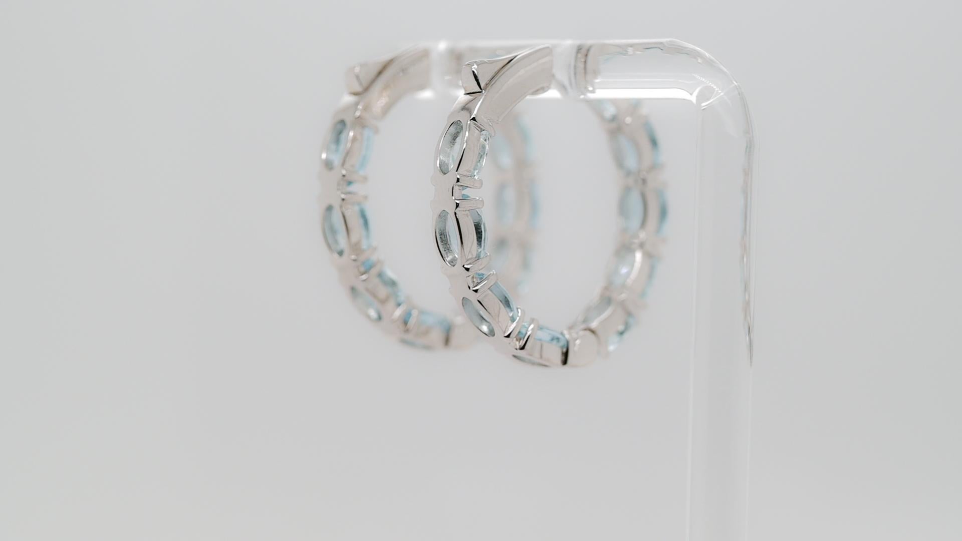 15.99 Ctw Natural Aquamarine 925 Sterling Silver Dangle Drop Earrings Jewelry In New Condition For Sale In New York, NY