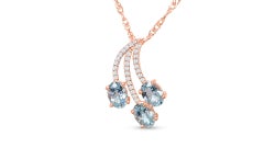 Natural Aquamarine Bridal Pendant Necklace 925 Sterling Silver Wedding Jewelry
