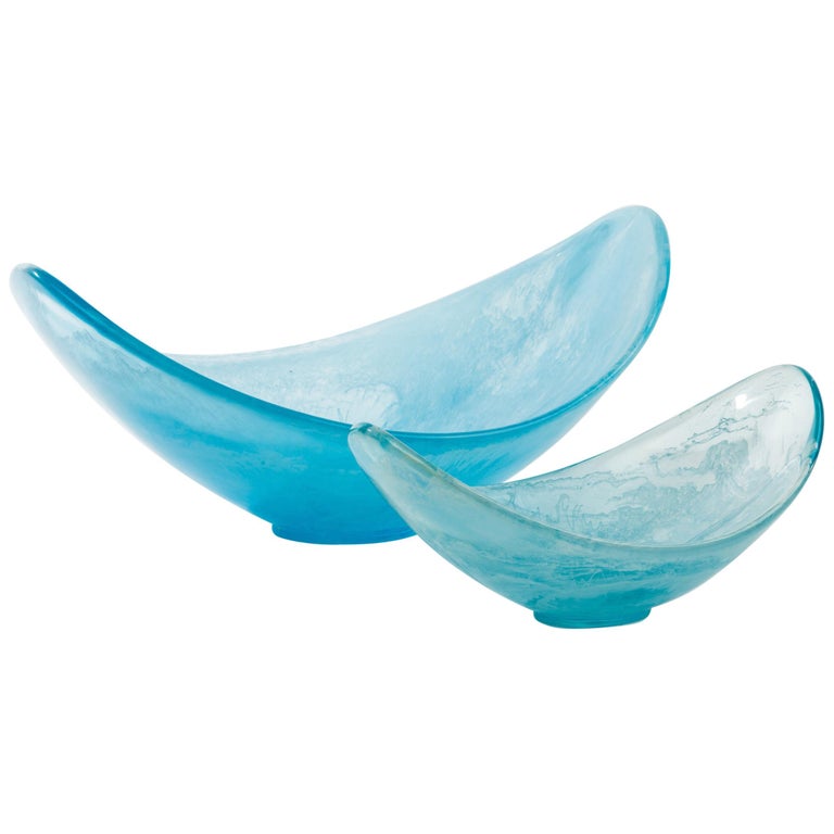 Aquamarine Acrylic Scoop Serving Bowl Set For Sale at 1stdibs
