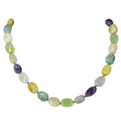 Aquamarine Amethyst Prehnite Opal Morganite Rose Quartz Silver Necklace