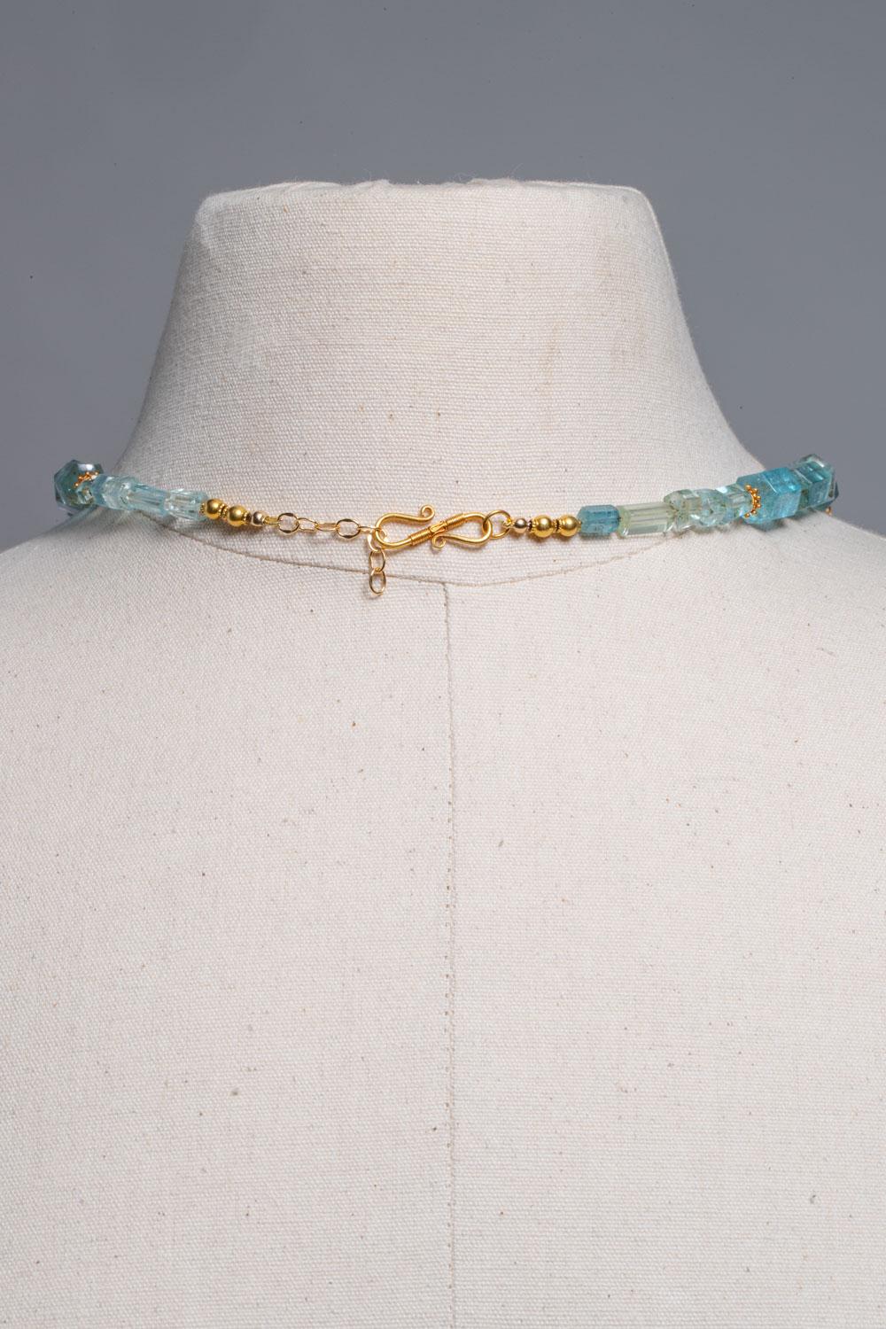 Women's or Men's Aquamarine and 18K Gold Beaded Necklace by Deborah Lockhart Phillips For Sale