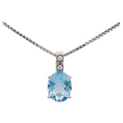 Pendentif en aigue-marine et or blanc 18 carats (P13162)