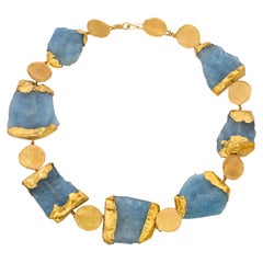 Aquamarine and 22k Gold Necklace