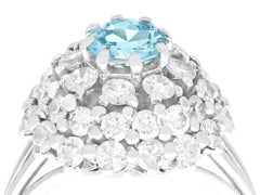 Aquamarine and 2.39 Carat Diamond White Gold Cocktail Ring