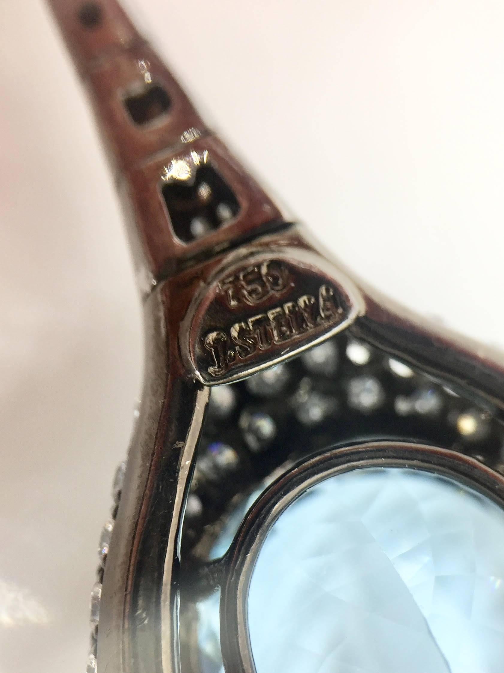 Aquamarine and 4.30 Carat  Diamond Long Drop 18 Karat Earrings For Sale 1