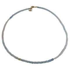 Aquamarine and Aquamarine Beaded Necklace March Birthstone