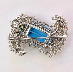 Aquamarine and Diamond 14 Karat White Gold Brooch