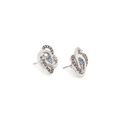 Ohrstecker mit Aquamarin und Diamant aus 18 Karat Weißgold mit durchbrochenem Muster
