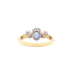 Aquamarine and Diamond 18 Carat White & Yellow Gold Three-Stone Engagement Ring