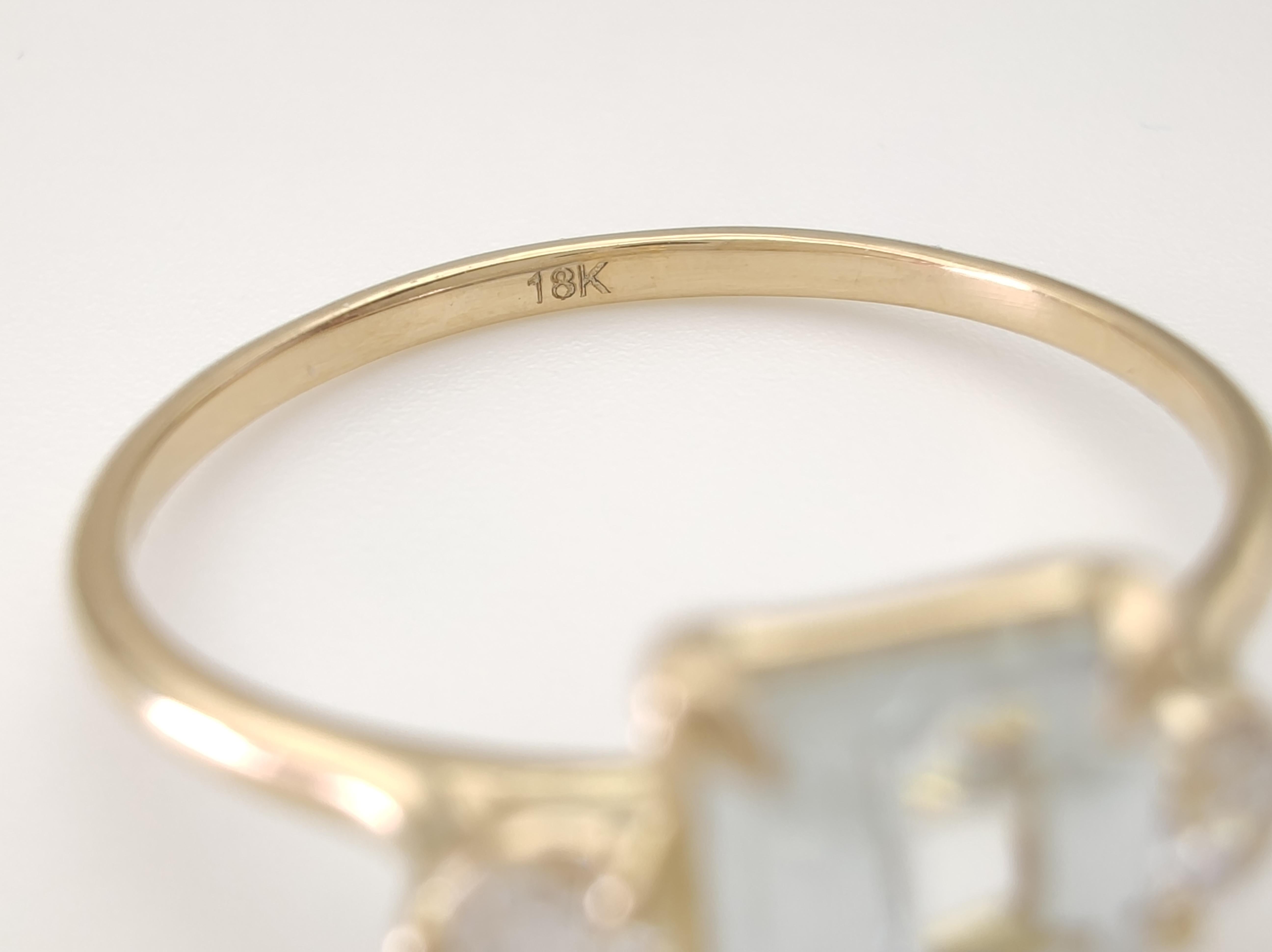 Aquamarin 0,76 Karat Diamant 0,13 Karat 18K Gold Verlobungsring - 7