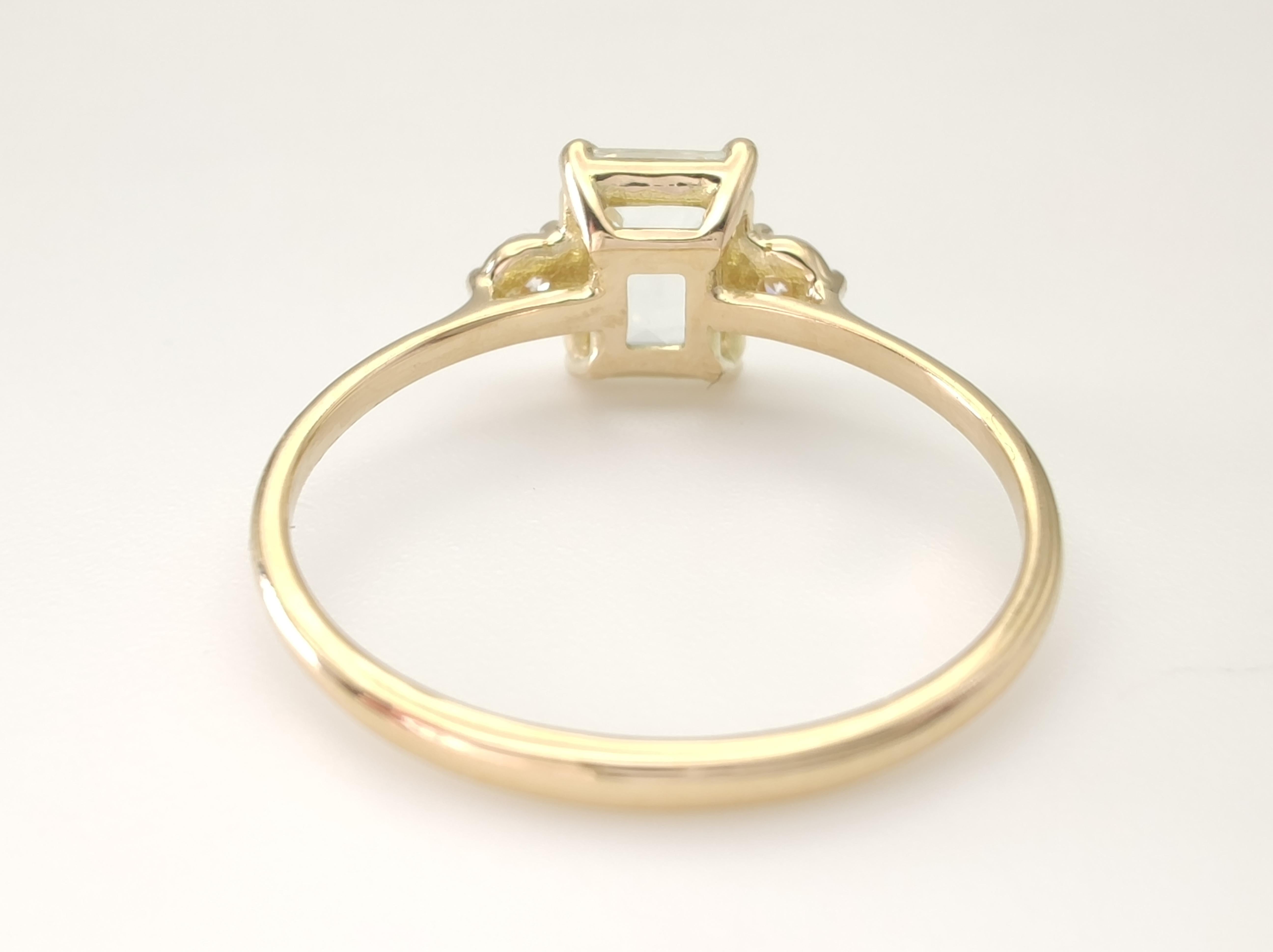 Aquamarin 0,76 Karat Diamant 0,13 Karat 18K Gold Verlobungsring - 3