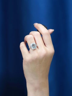 Aquamarine and Diamond Art Deco Style Engagement Ring in 14K White Gold