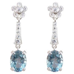 Aquamarine and Diamond Belle Epoque Inspired Drop Earrings in 18ct White Gold