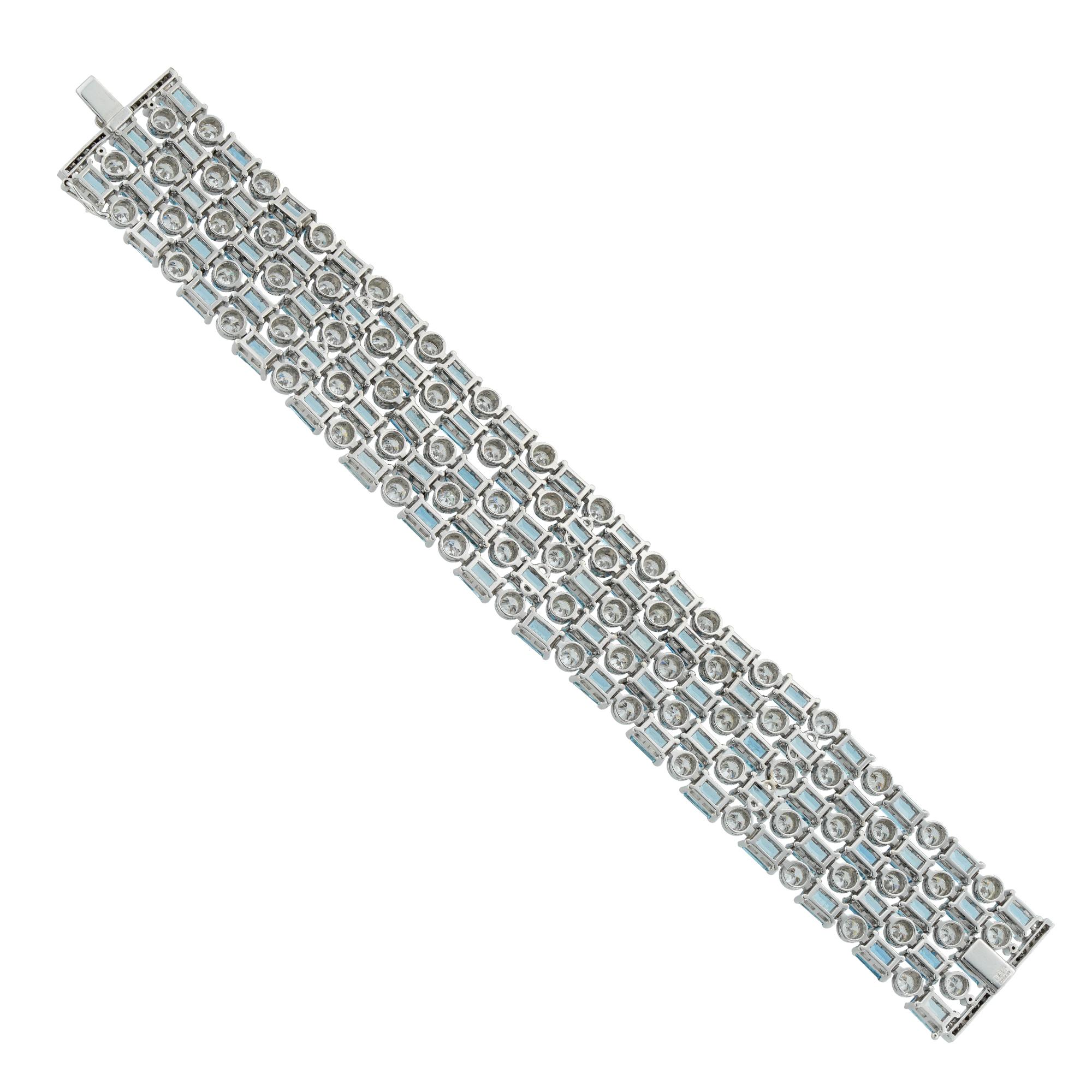Modern Aquamarine and Diamond Bracelet For Sale