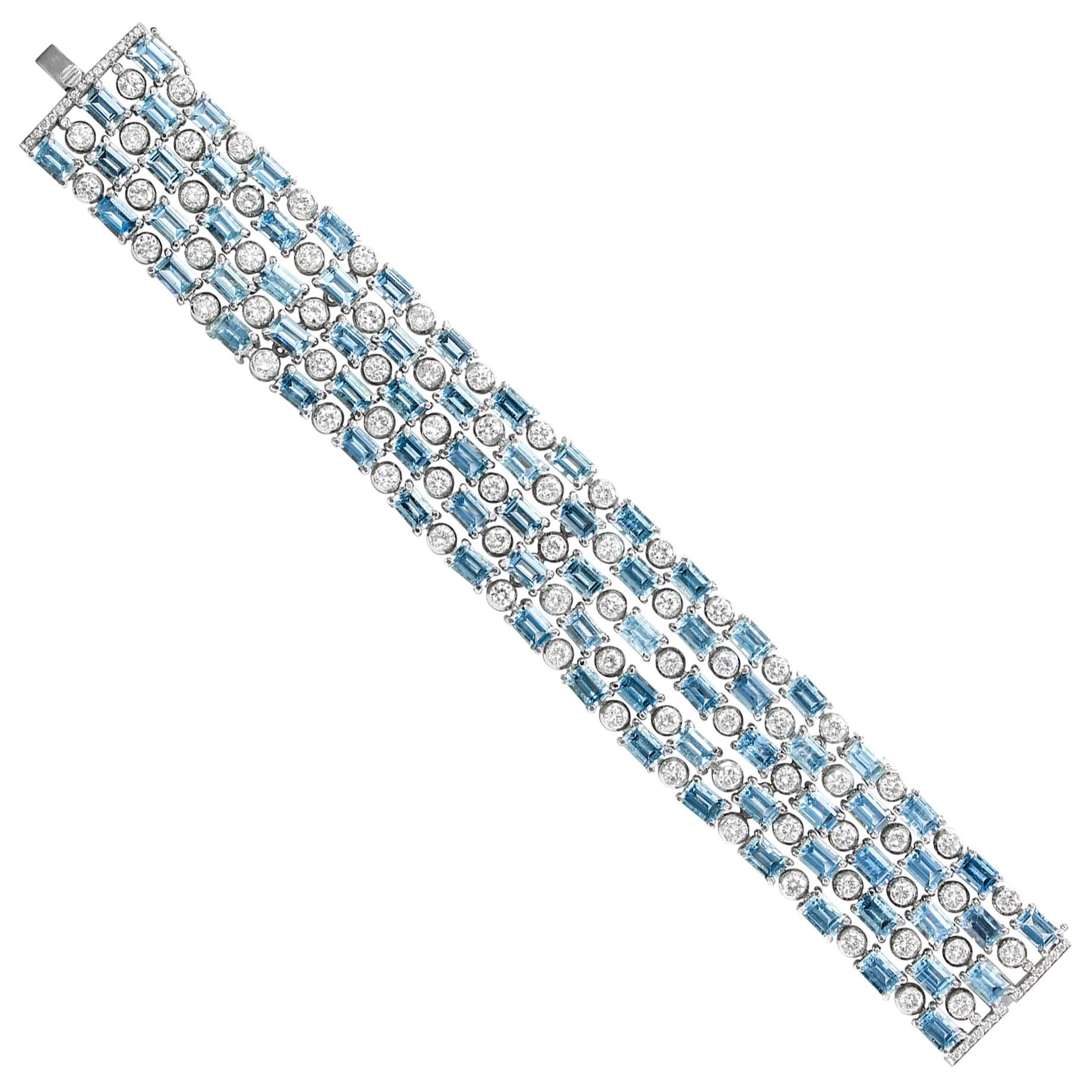 Aquamarine and Diamond Bracelet For Sale