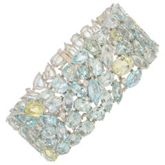 Aquamarine and Diamond Bracelet in 18 Carat White Gold
