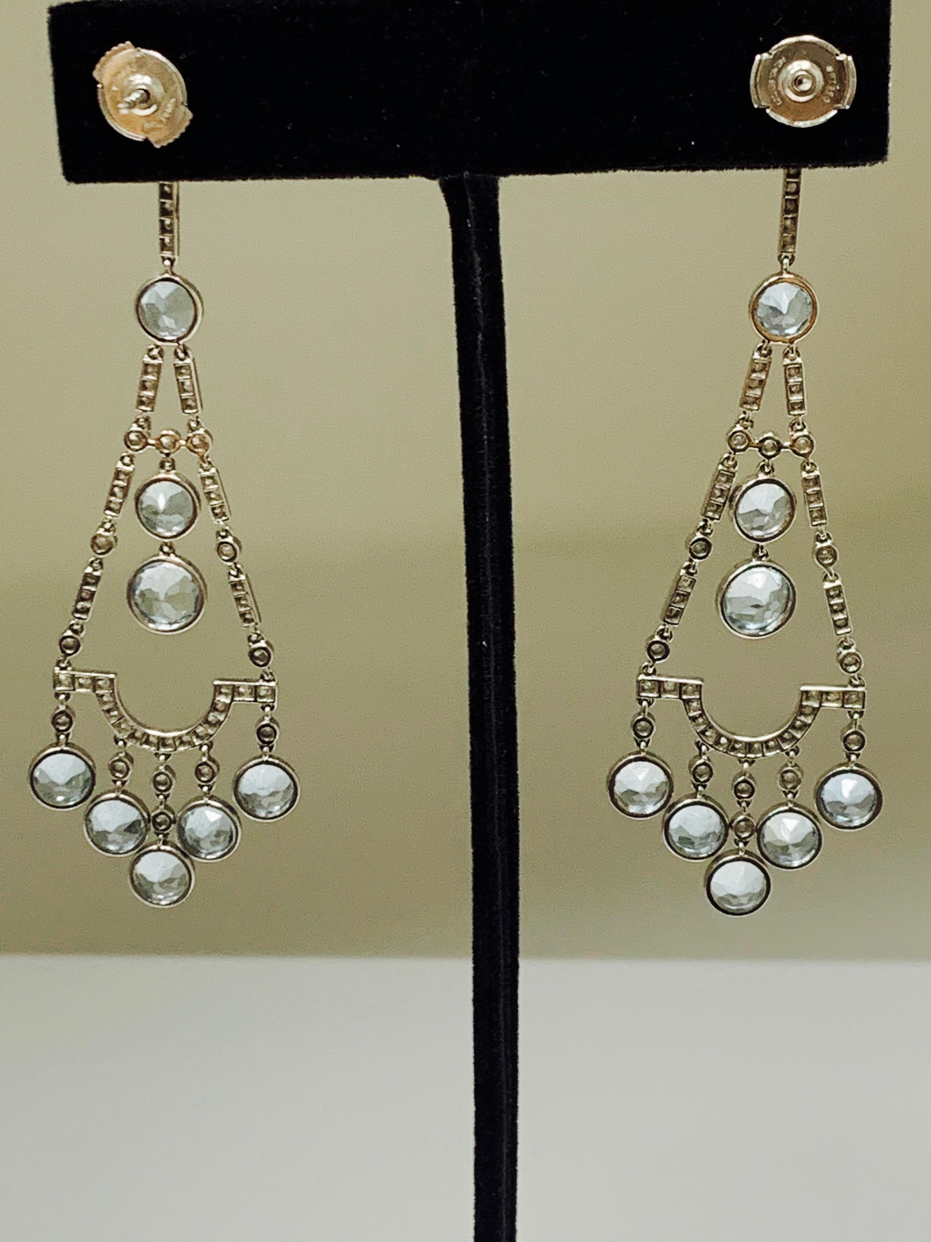 Women's Aquamarine and Diamond Chandelier Earrings in Platinum For Sale