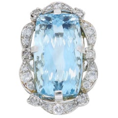 Vintage Aquamarine and Diamond Cocktail Ring