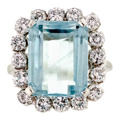 Aquamarine and Diamond Cocktail Ring