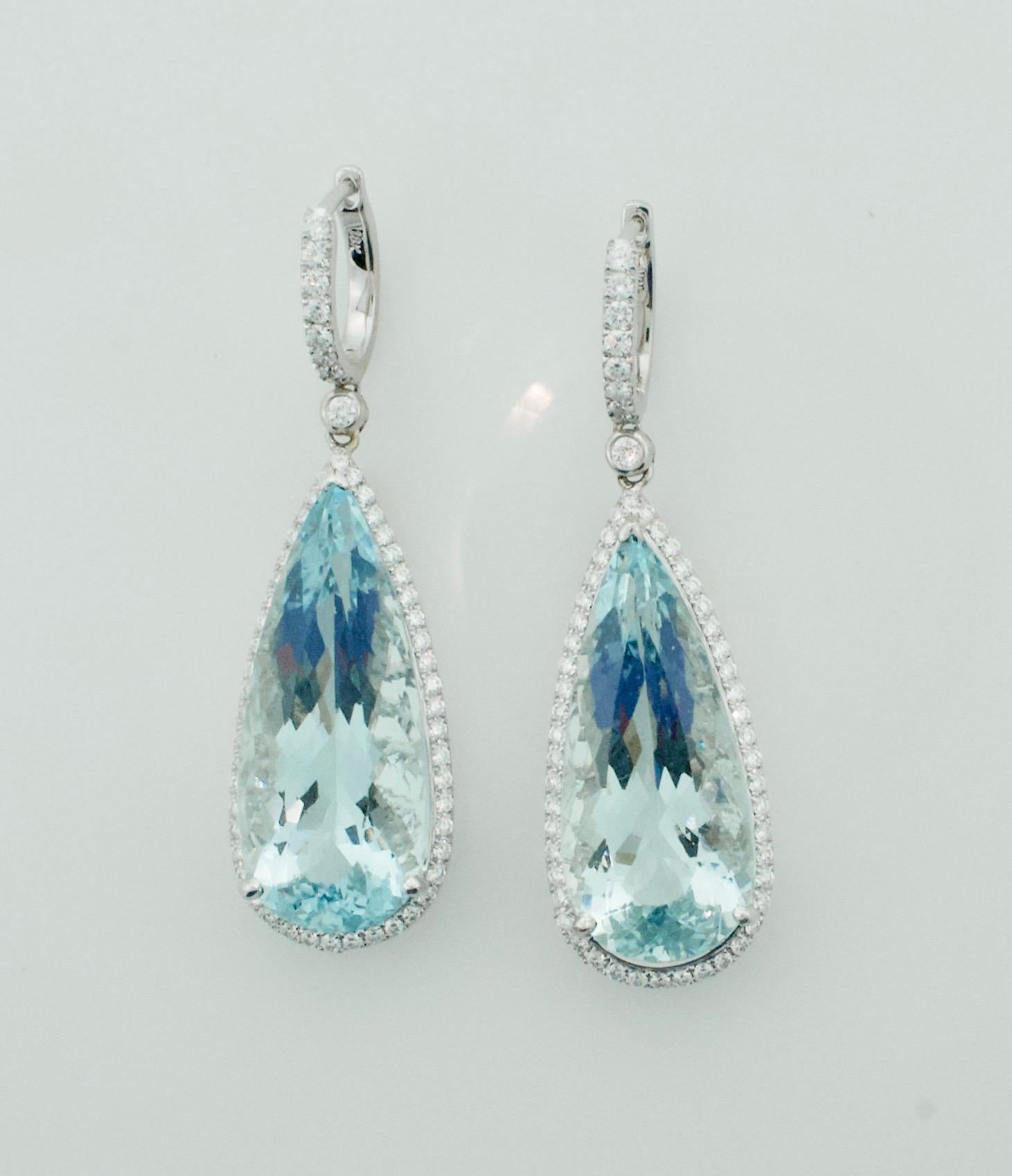 aquamarine drop earrings white gold