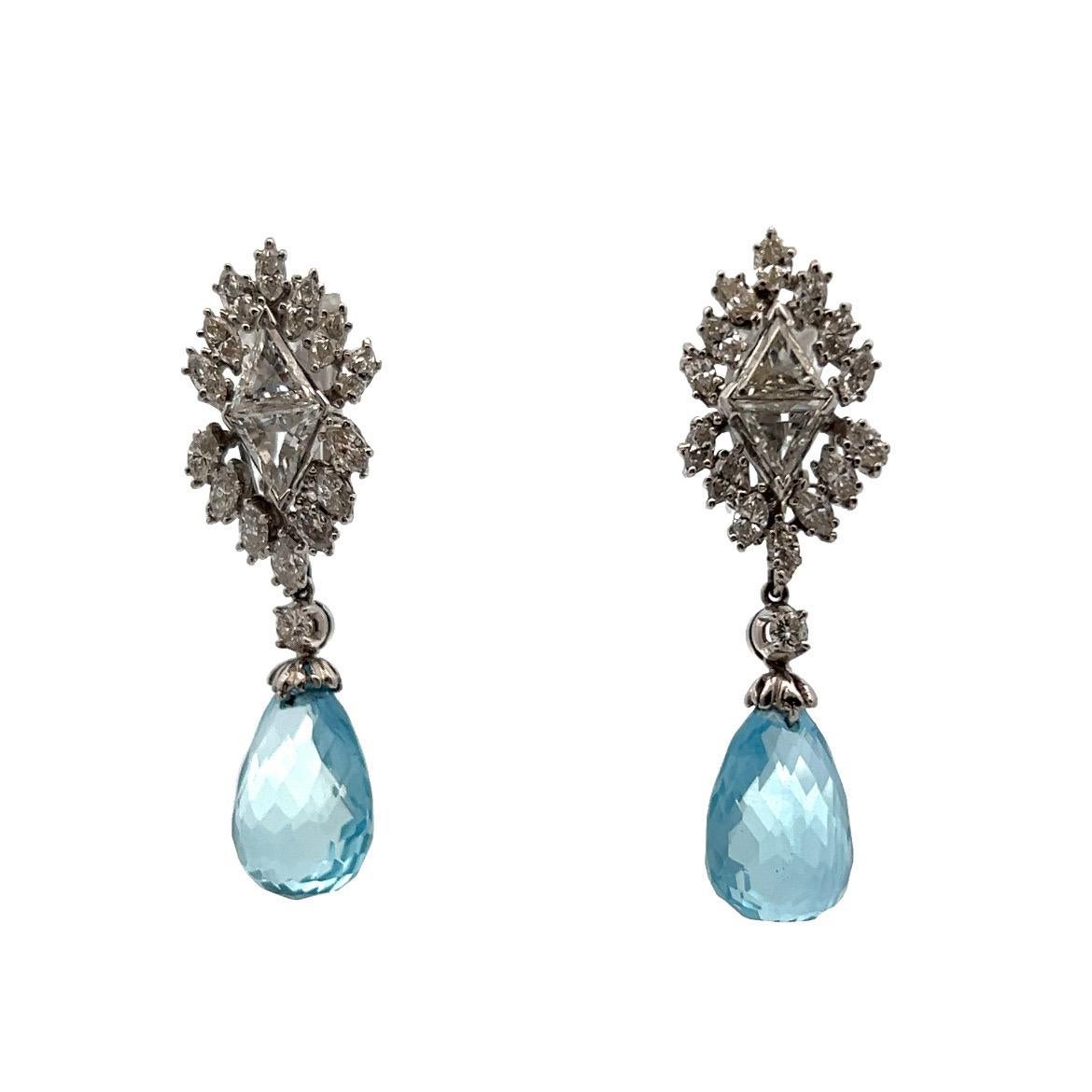 Aquamarine and Diamond Day and Night Earrings For Sale 6