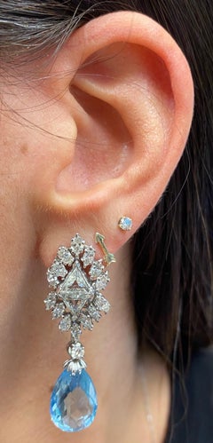 Aquamarine and Diamond Day and Night Earrings
