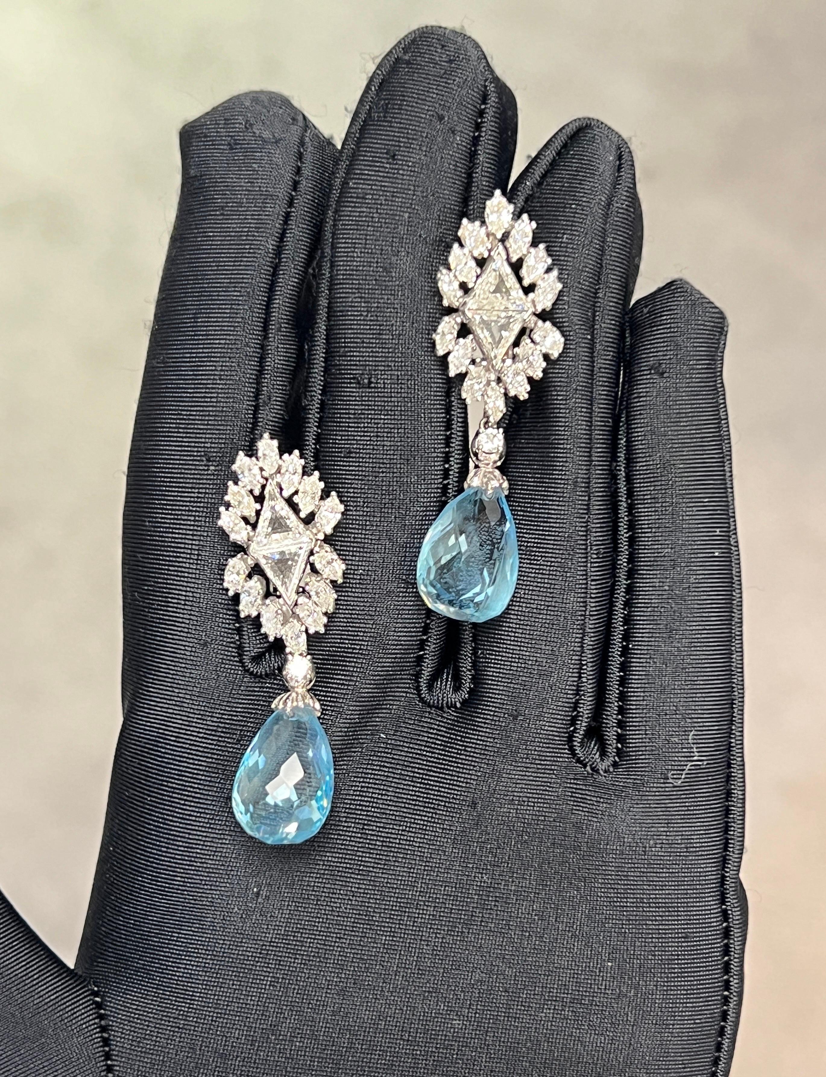 Aquamarine and Diamond Day and Night Earrings For Sale 1