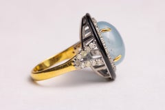 Aquamarine and Diamond Dome Ring