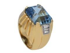 Anello da abito con acquamarina e diamanti, 1960 circa.