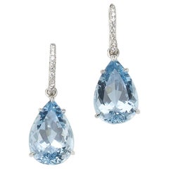 Aquamarine and Diamond Drop Earrings, circa 2010