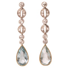 Aquamarine and Diamond drop Earrings, Early 20th Century