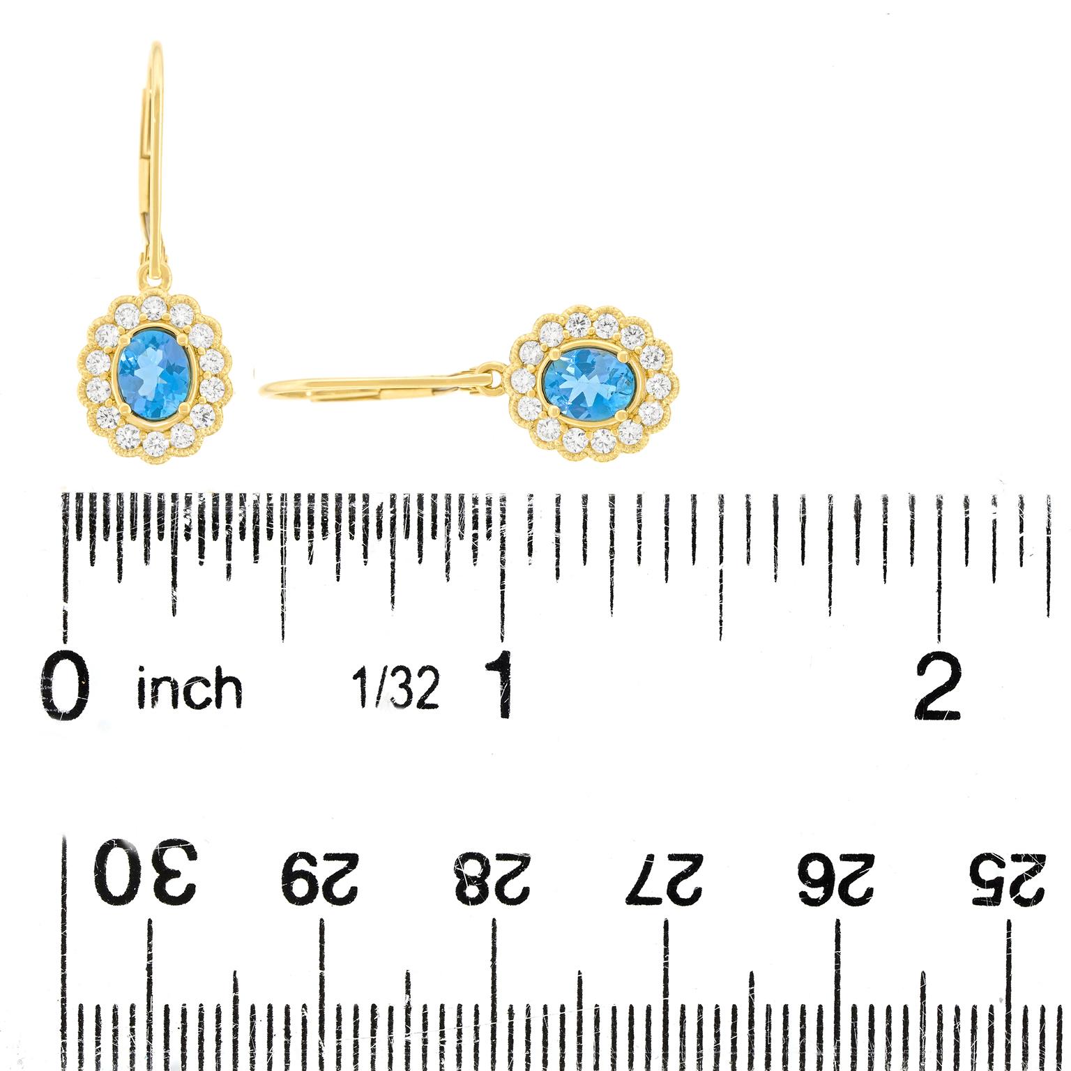Aquamarine and Diamond Drop Earrings For Sale 1
