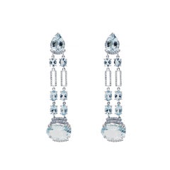 Boucles d'oreilles en goutte aigue-marine et diamant