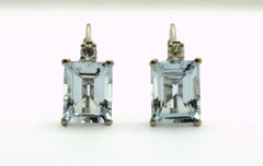 Aquamarine and Diamond earrings 14KT gold