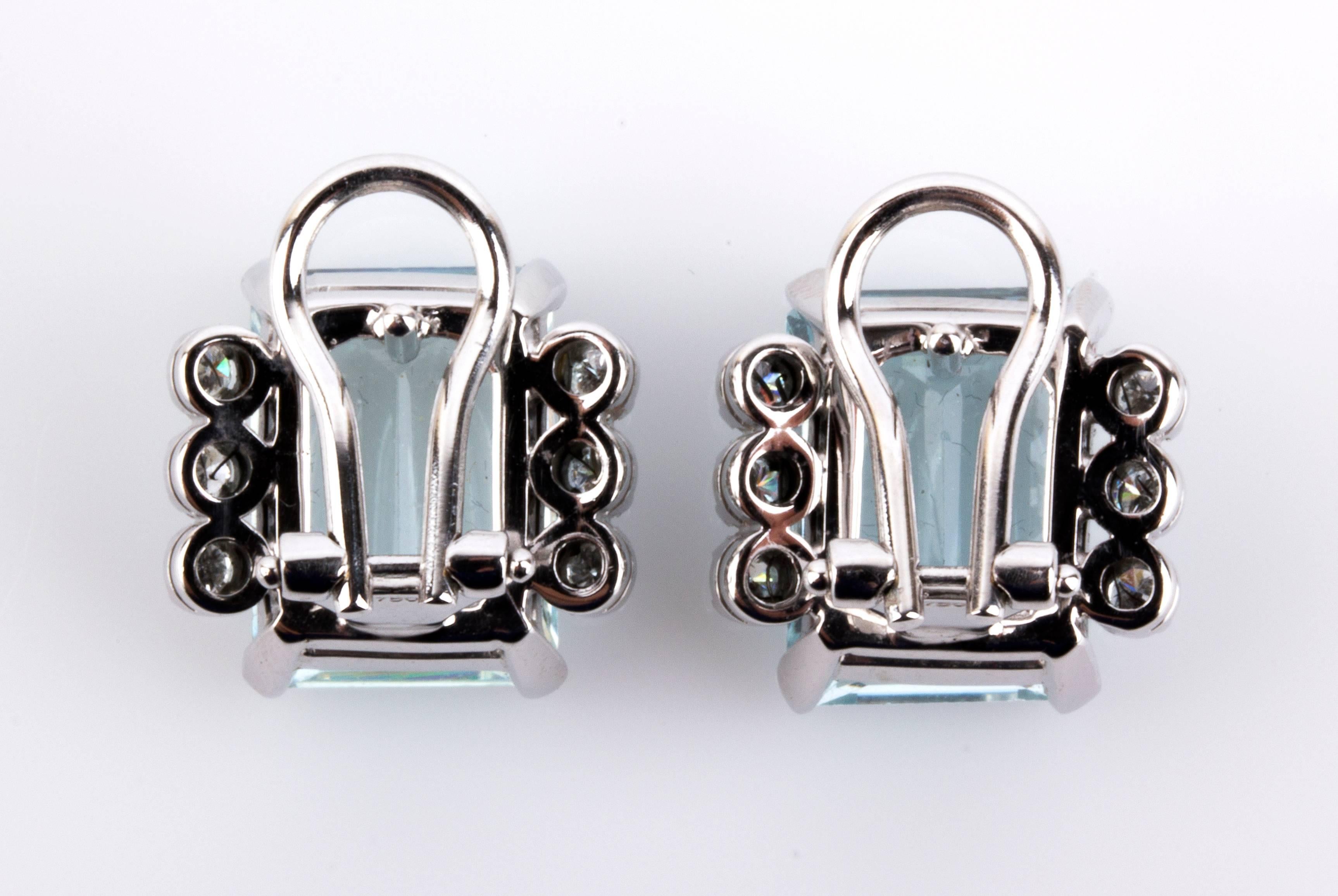 Aquamarine and Diamond Earrings In Excellent Condition For Sale In Rome, IT