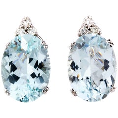 Aquamarine and Diamond Earrings