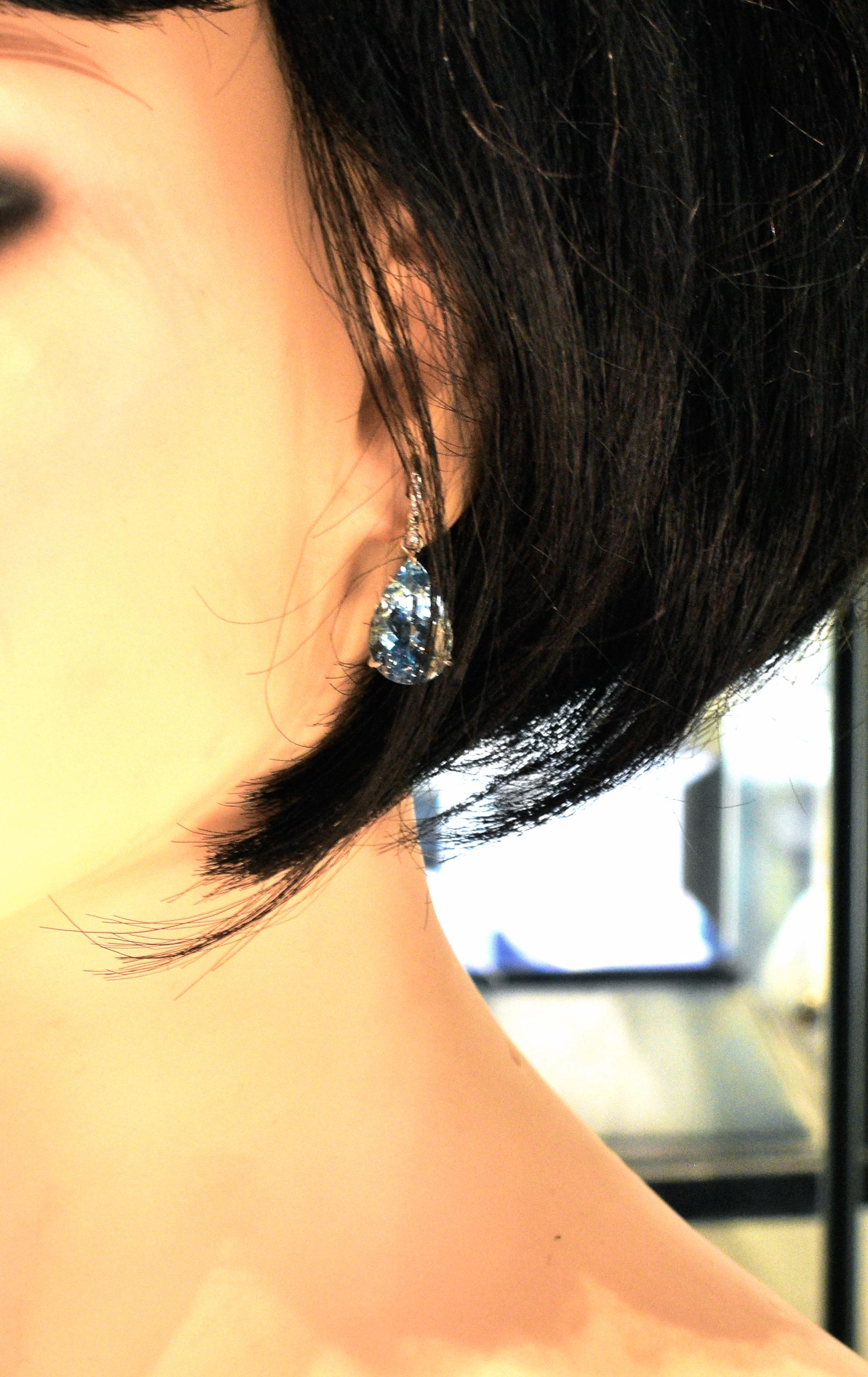 Aquamarine and Diamond Earrings in 18 Karat by Mish, New York 2