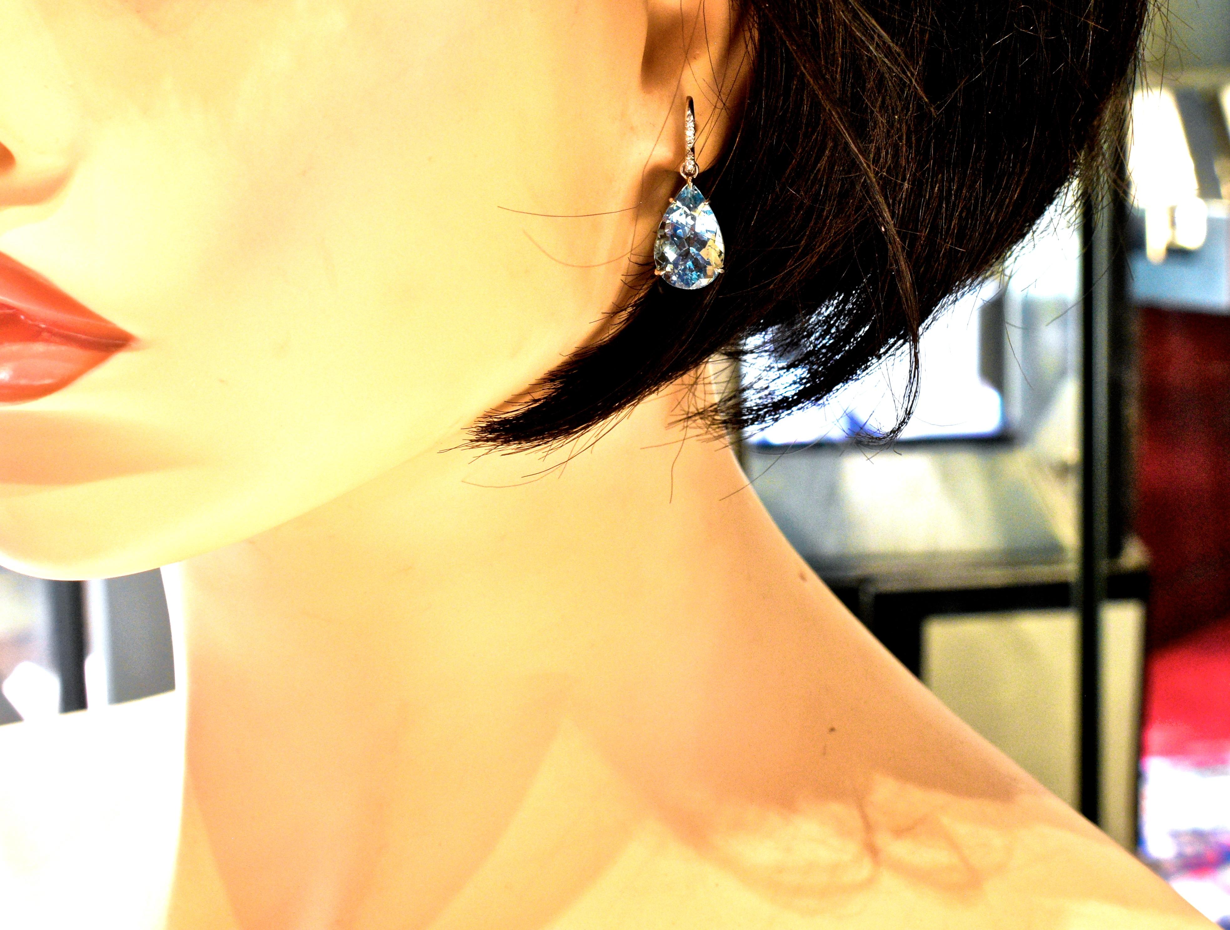 Aquamarine and Diamond Earrings in 18 Karat by Mish, New York 3