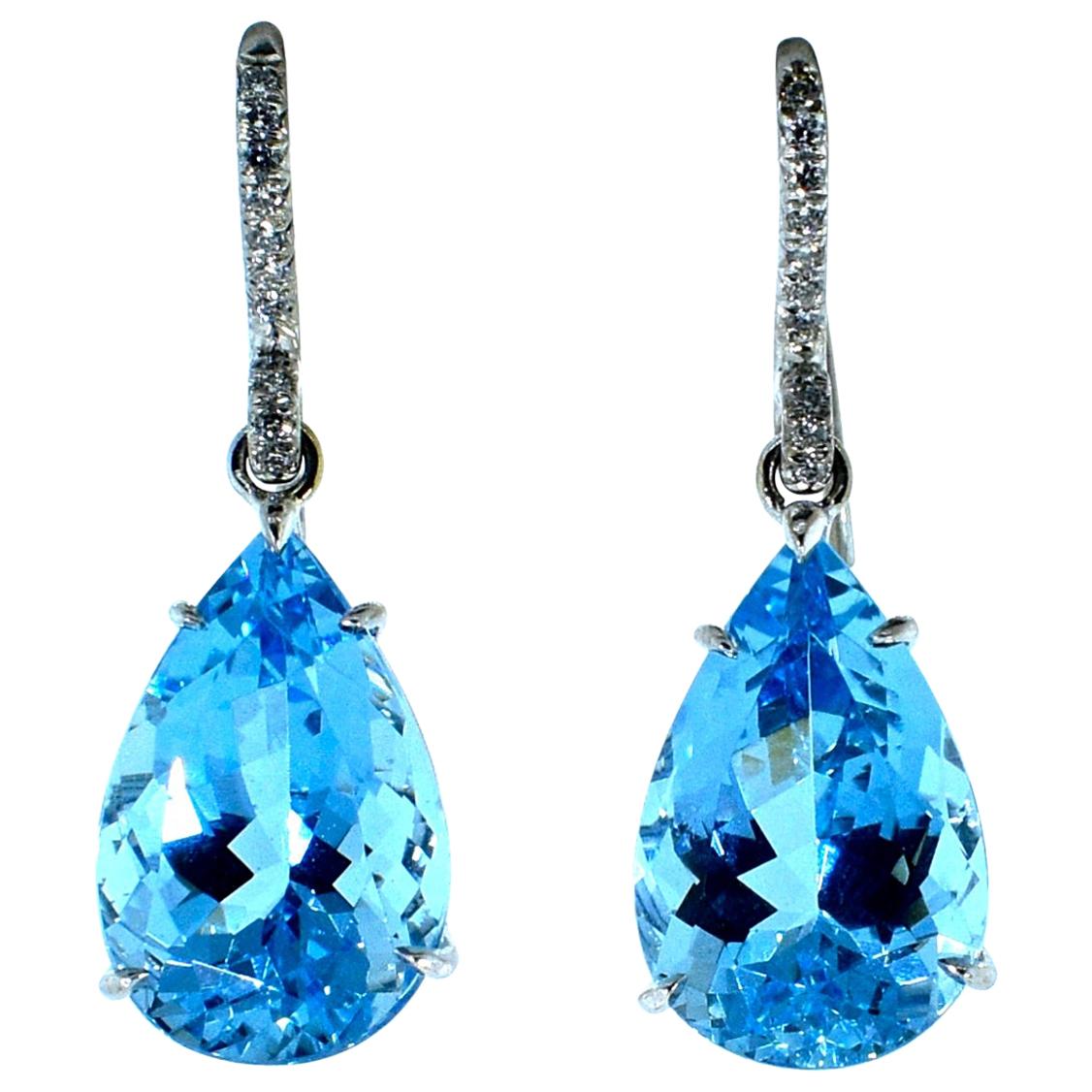 Aquamarine and Diamond Earrings in 18 Karat by Mish, New York