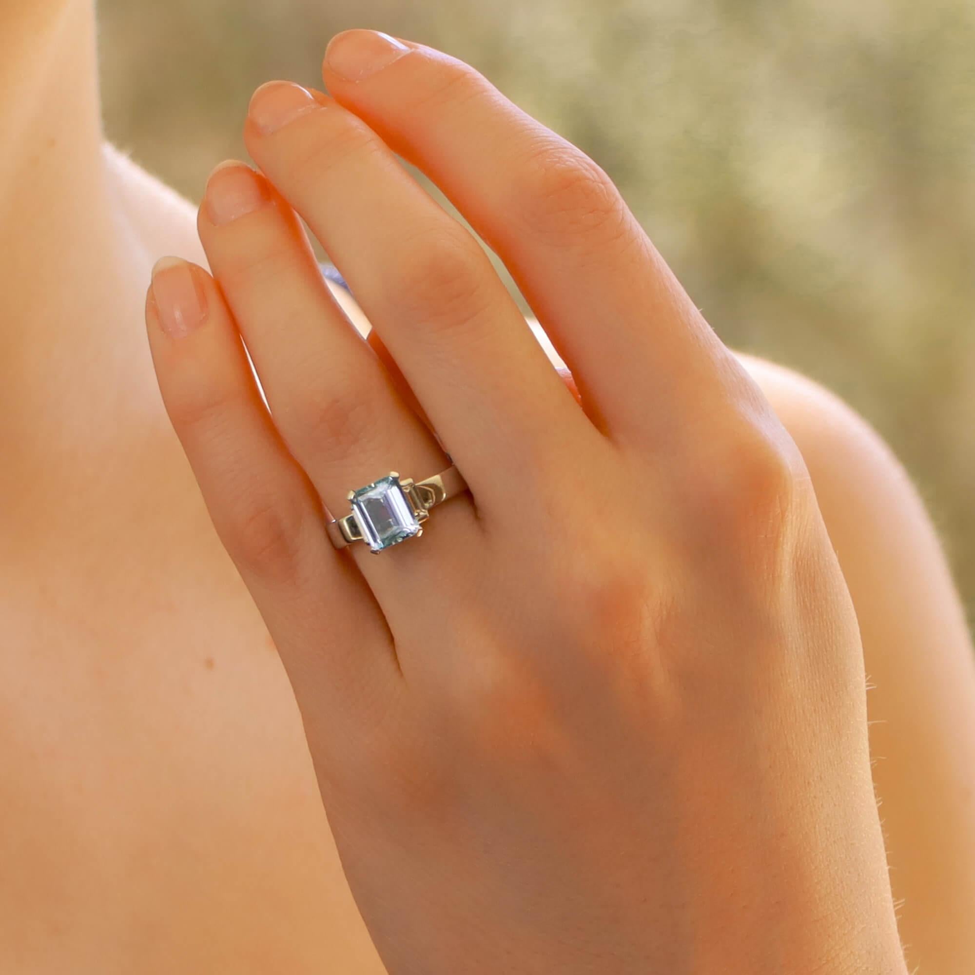 aquamarine engagement ring set