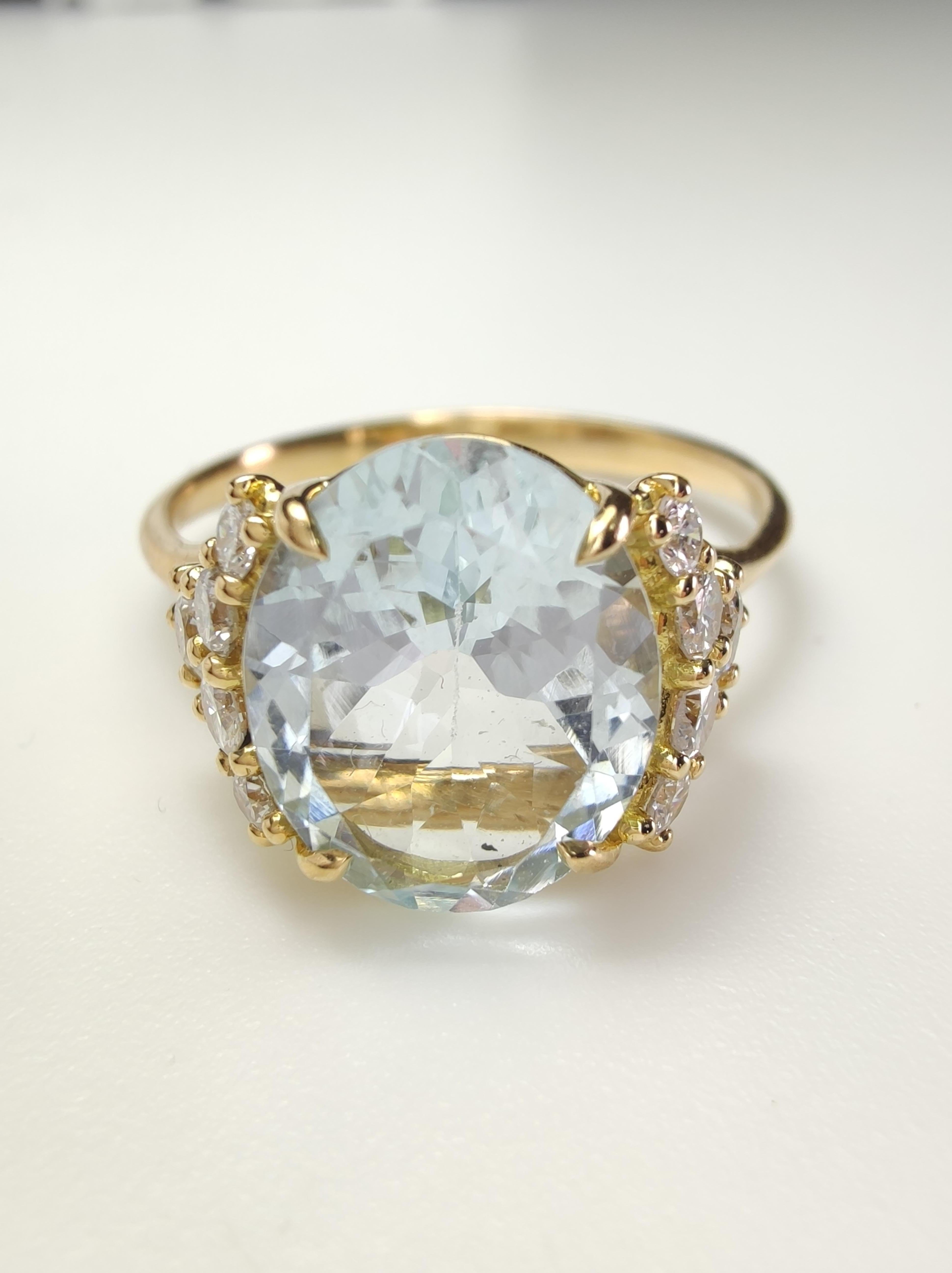 Artisan 2.69 ct Aquamarine Diamond Engagement Ring - 18K Gold for Women - perfect Gift