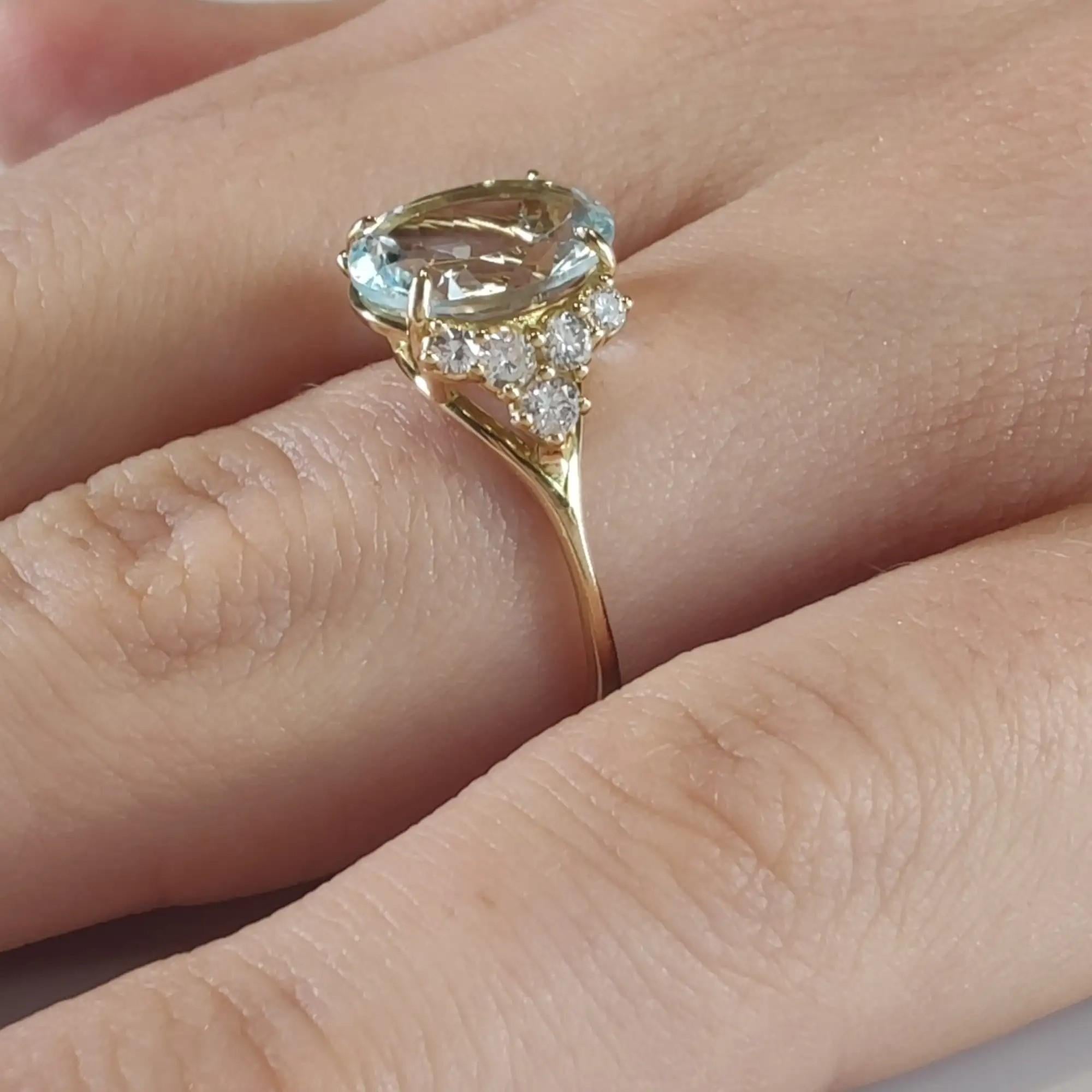 2.69 ct Aquamarine Diamond Engagement Ring - 18K Gold for Women - perfect Gift 2