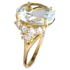 2.69 ct Aquamarine Diamond Engagement Ring - 18K Gold for Women - perfect Gift