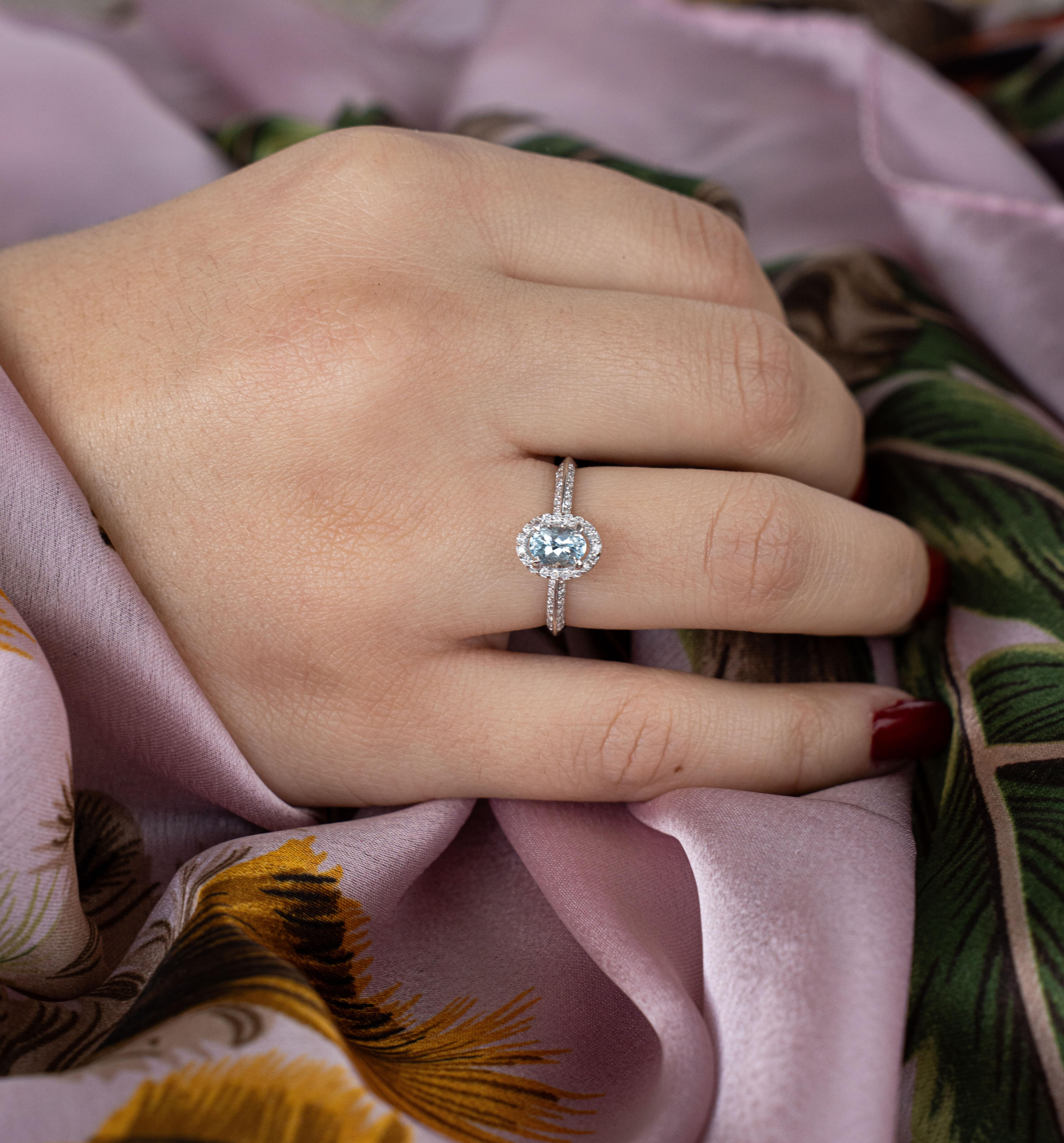 For Sale:  Aquamarine and Diamond Engagement Ring 5