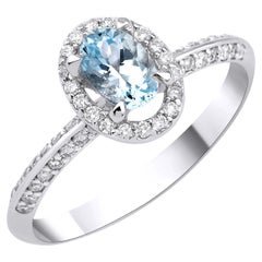 Aquamarine and Diamond Engagement Ring