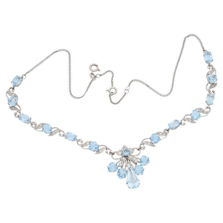 aquamarine flower necklace