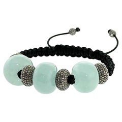 Bracelet réglable en macramé d'aigue-marine et de diamants Bracelet réglable en macramé d'aigue-marine et de diamants